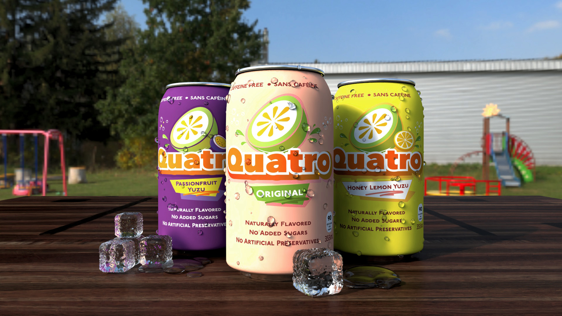 Quatro 80s Beverage Rebranding